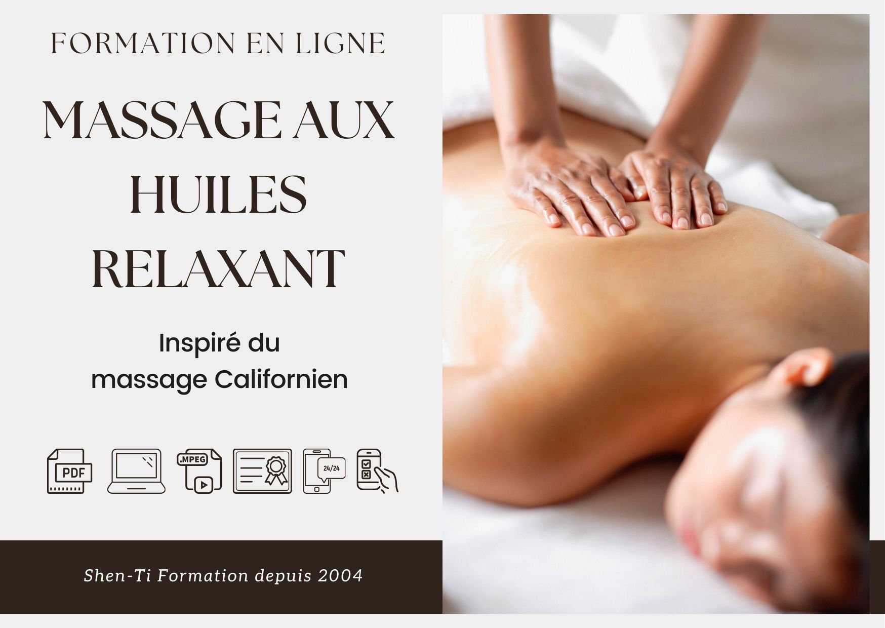 Formation Massage aux huiles californien relaxant en ligne